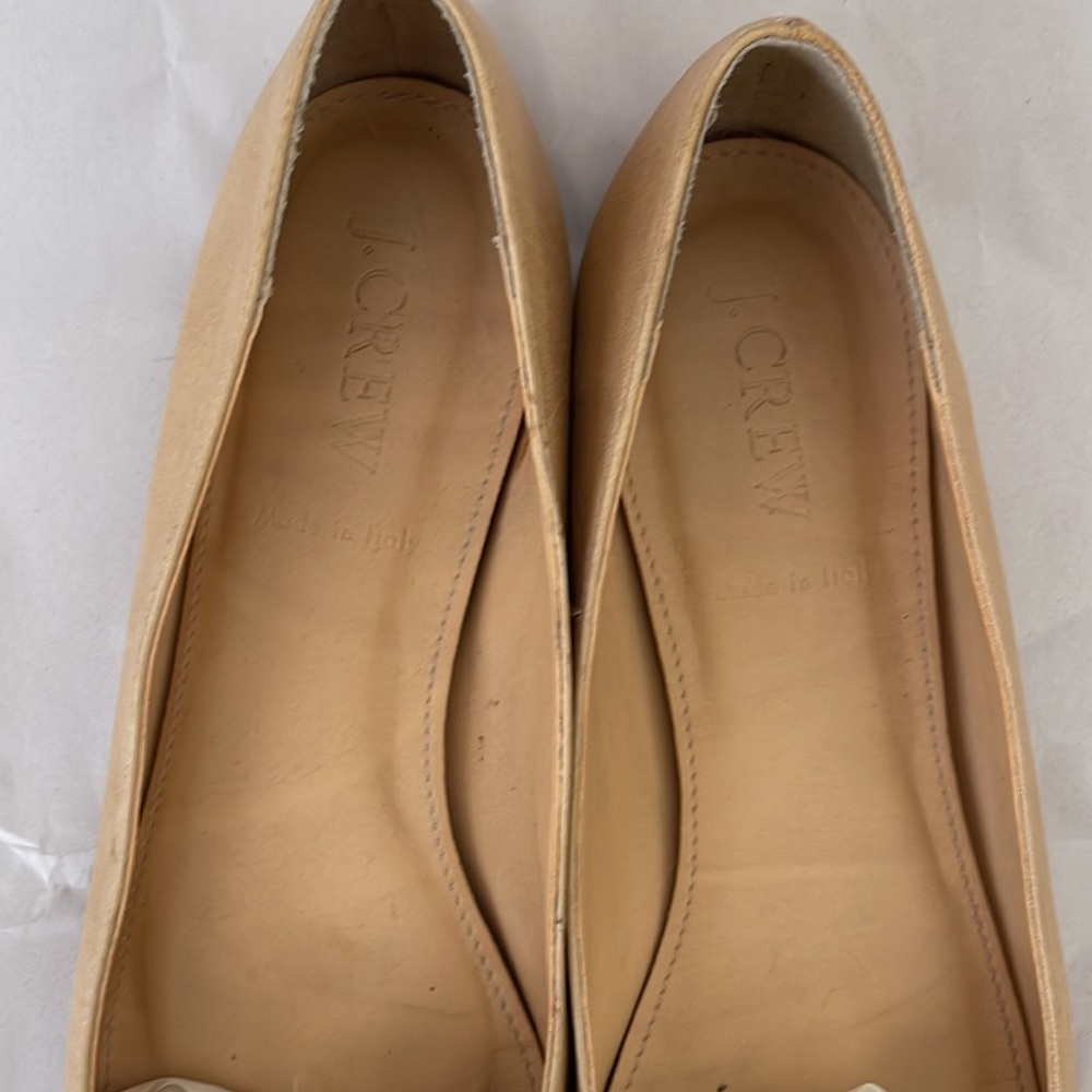 J. Crew| Leather Nude Tie Ballet Flats| Size 6.5| Made in Italy - Picture 4 of 6